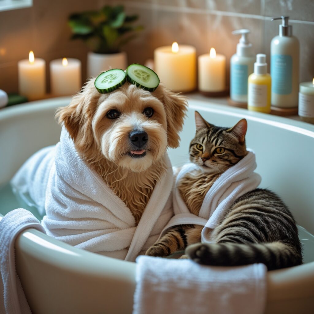 at-home pet spa day