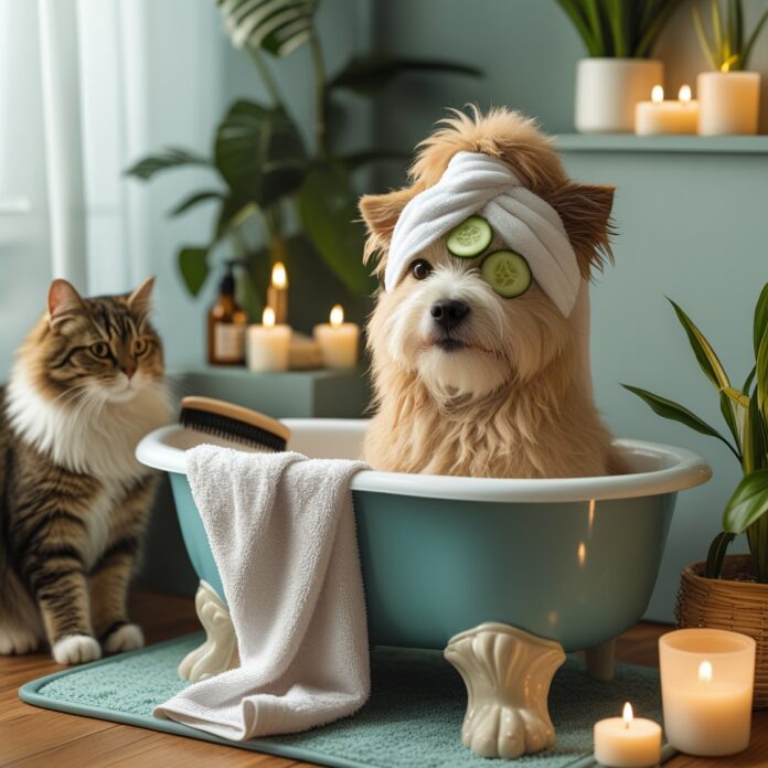 at-home pet spa day